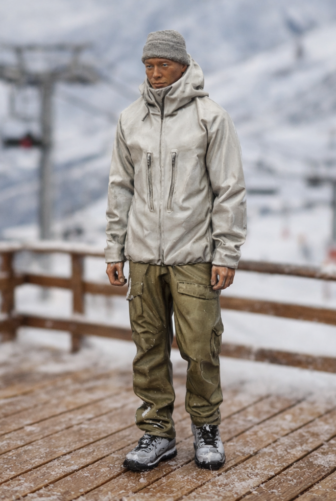 Alpine Hiker in Waterproof Shell & Cargo Pants | Resin Figurine