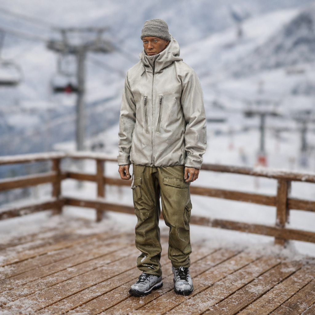 Alpine Hiker in Waterproof Shell & Cargo Pants | Resin Figurine