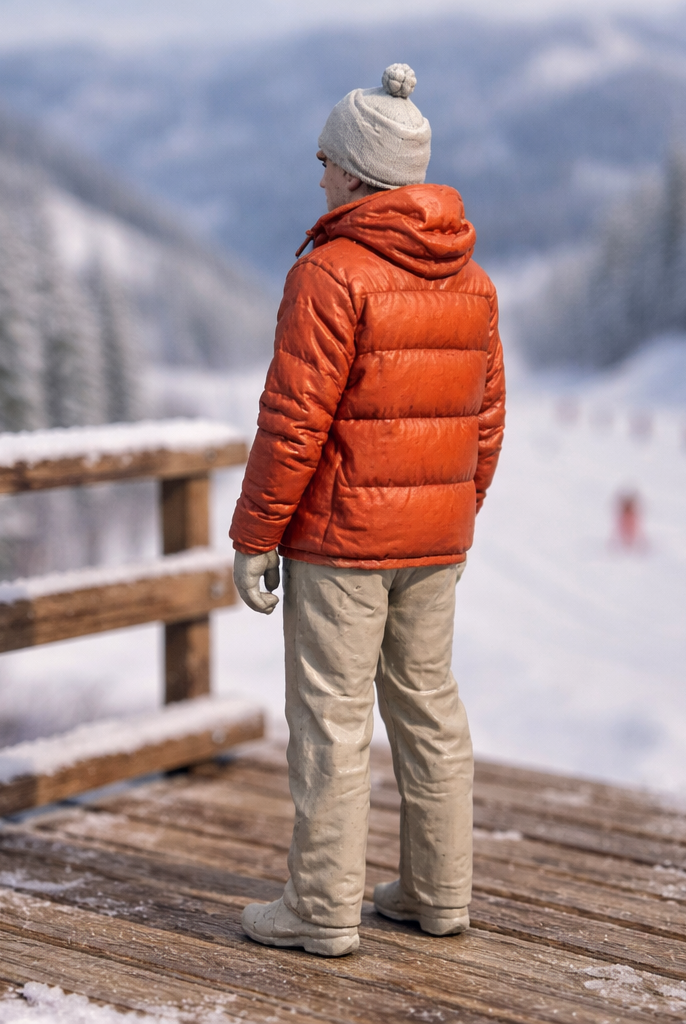 Mountain Explorer in Insulated Down Jacket | Resin Figurine