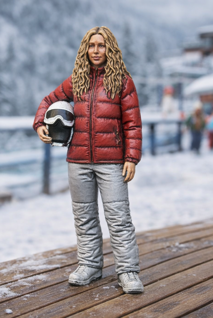 Professional Skier in Quilted Down Jacket | Resin Figurine