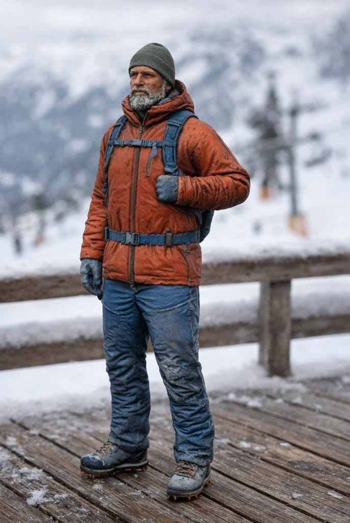 Seasoned Mountaineer in Technical Expedition Gear | Resin Figurine
