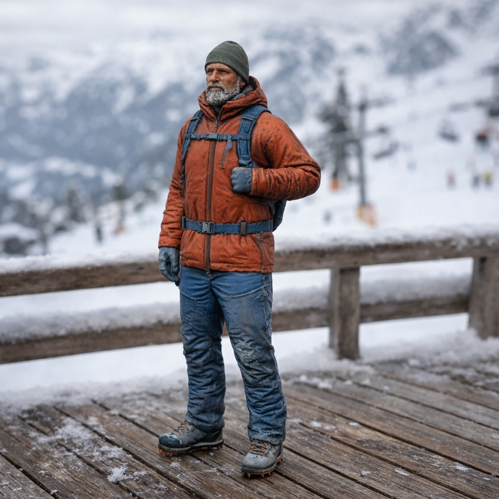 Seasoned Mountaineer in Technical Expedition Gear | Resin Figurine