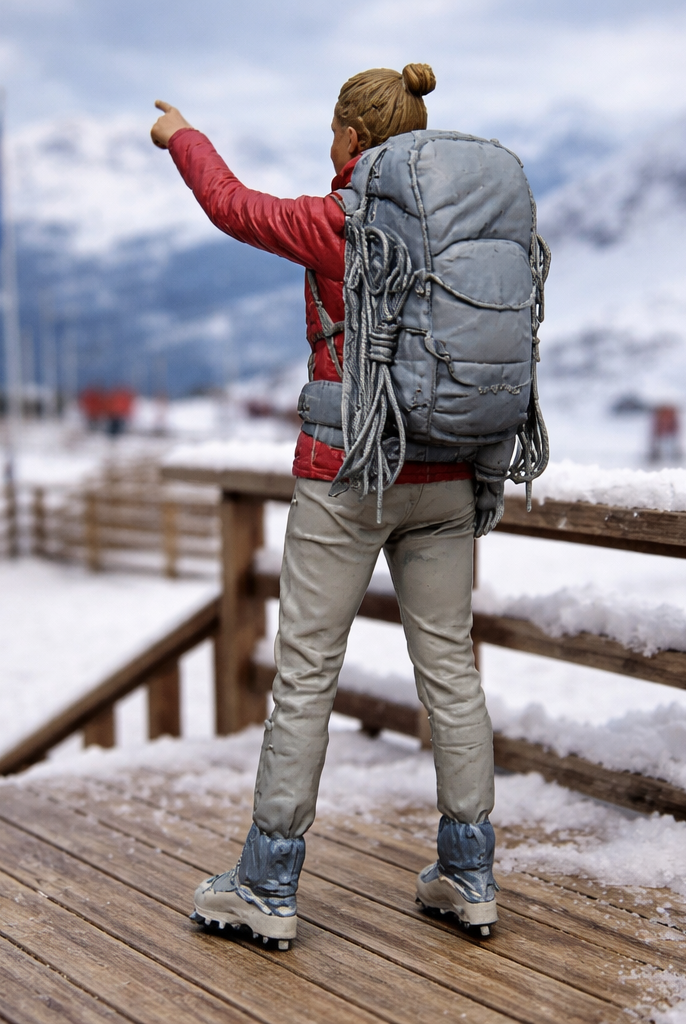 Elite Mountain Guide Pointing to Summit | Resin Figurine