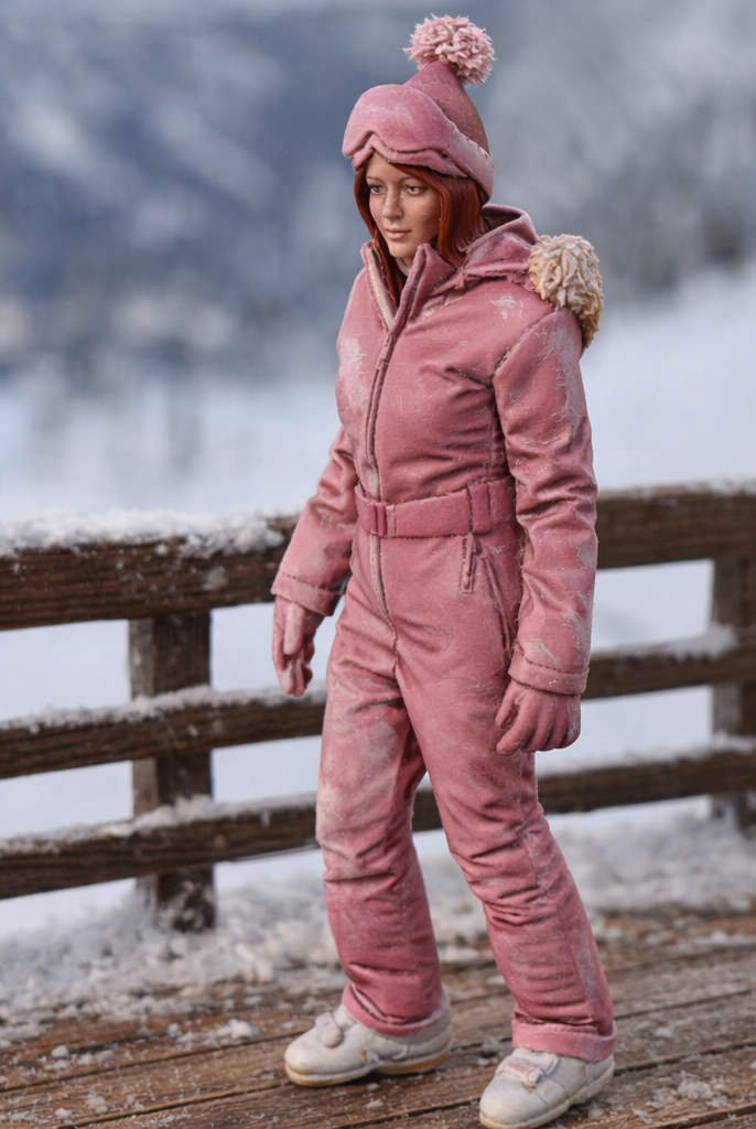 Retro Alpine Skier in Belted One-Piece Suit | Resin Figurine