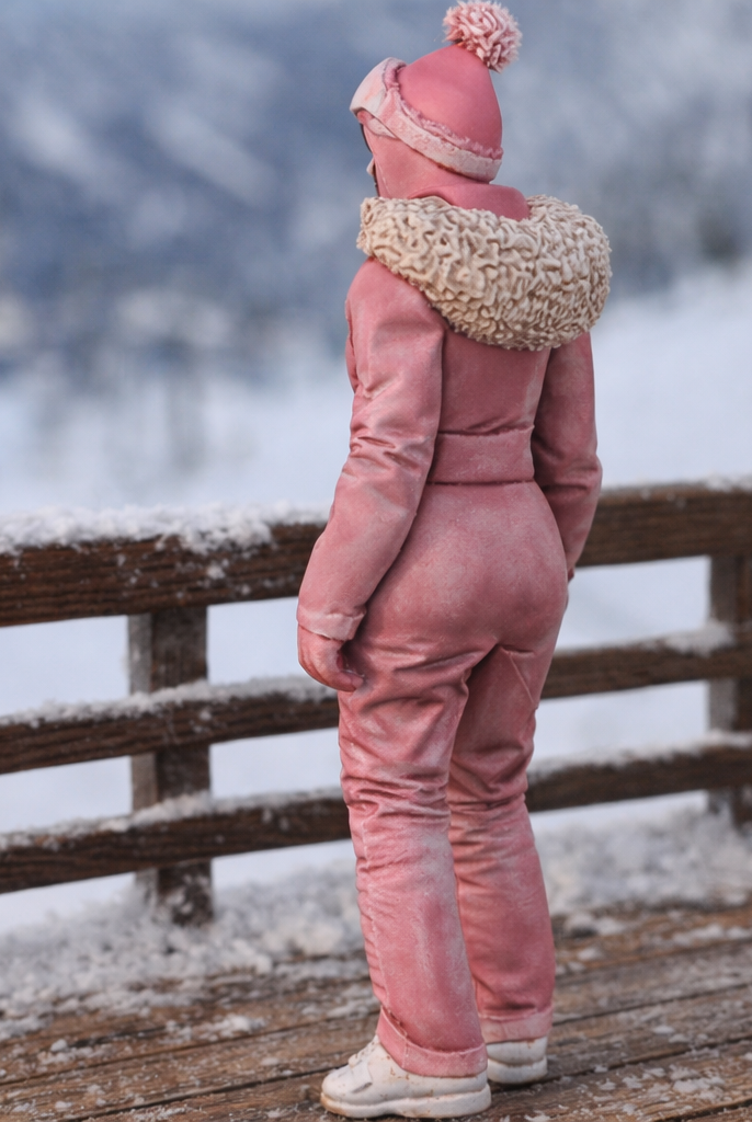 Retro Alpine Skier in Belted One-Piece Suit | Resin Figurine