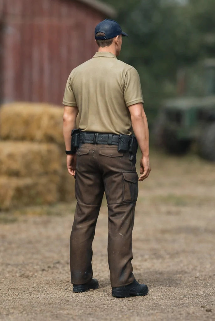 Rural Police Officer in Tactical Duty Wear | Scale Resin Farm Diorama Figurine
