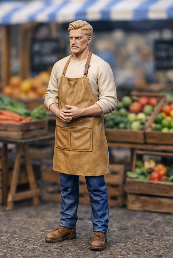 Resin Market Farmer Diorama Figurine | Scaled Resin Diorama Figurine