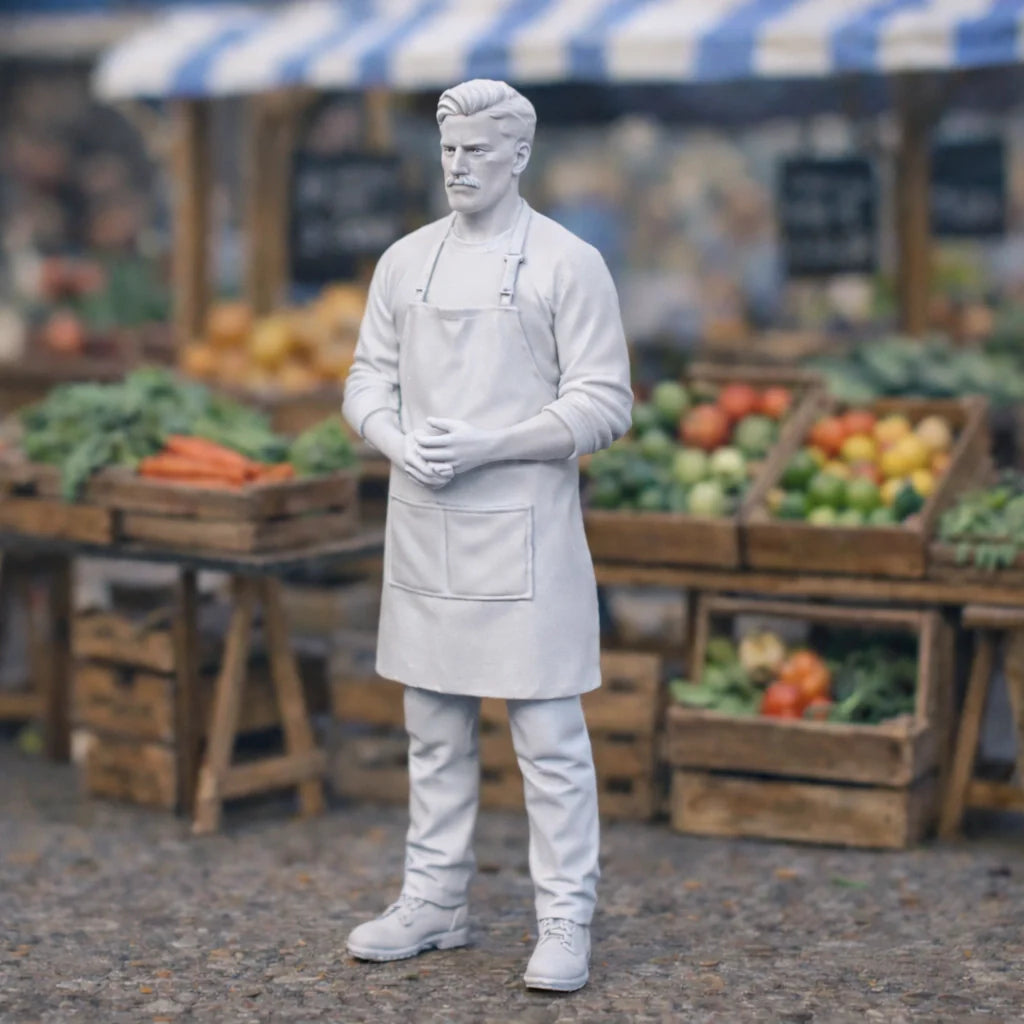Resin Market Farmer Diorama Figurine | Scaled Resin Diorama Figurine
