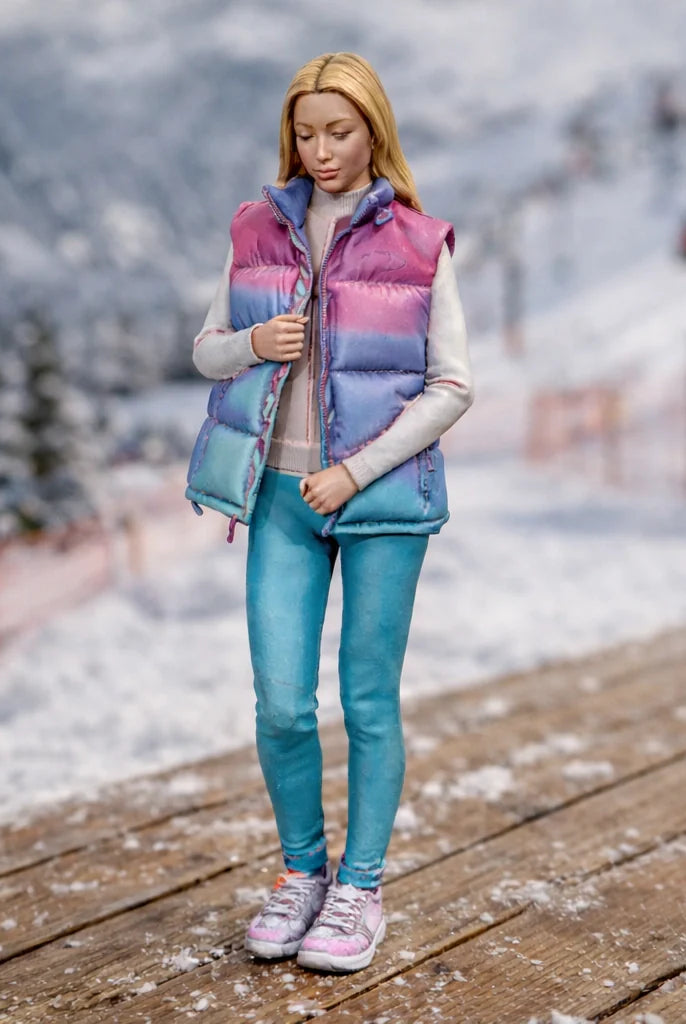 Alpine Tourist in Gilet & Performance Leggings | Resin Figurine