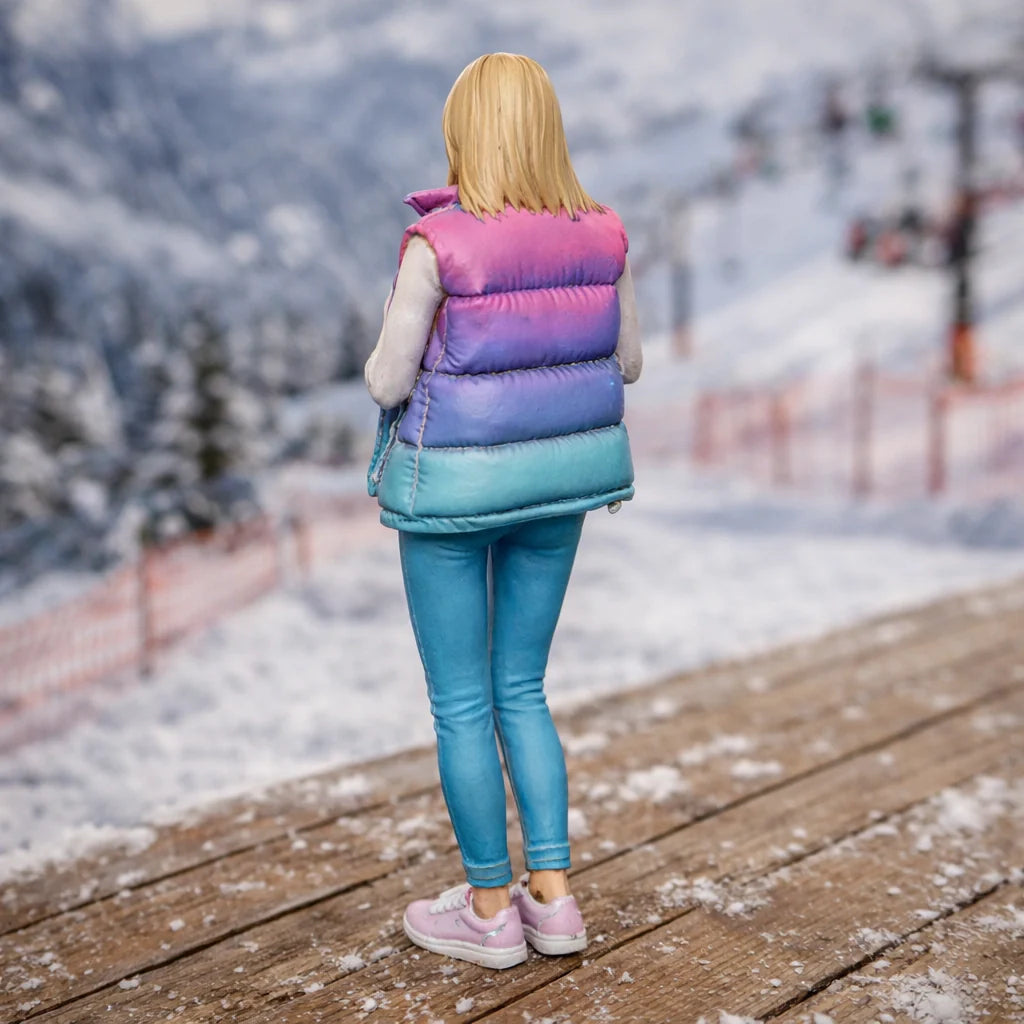 Alpine Tourist in Gilet & Performance Leggings | Resin Figurine