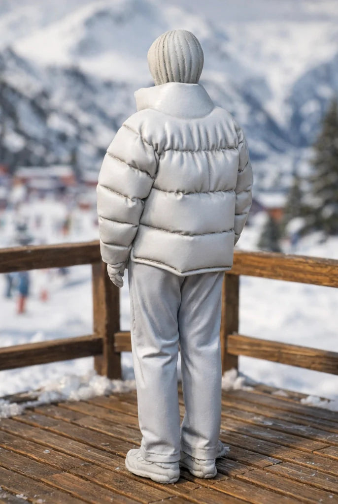 Contemporary Winter Traveller in Puffer | Resin Figurine