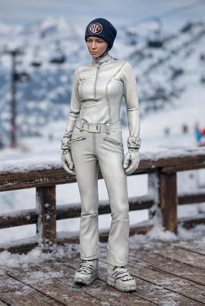 Professional Skier in Belted One-Piece | Resin Figurine