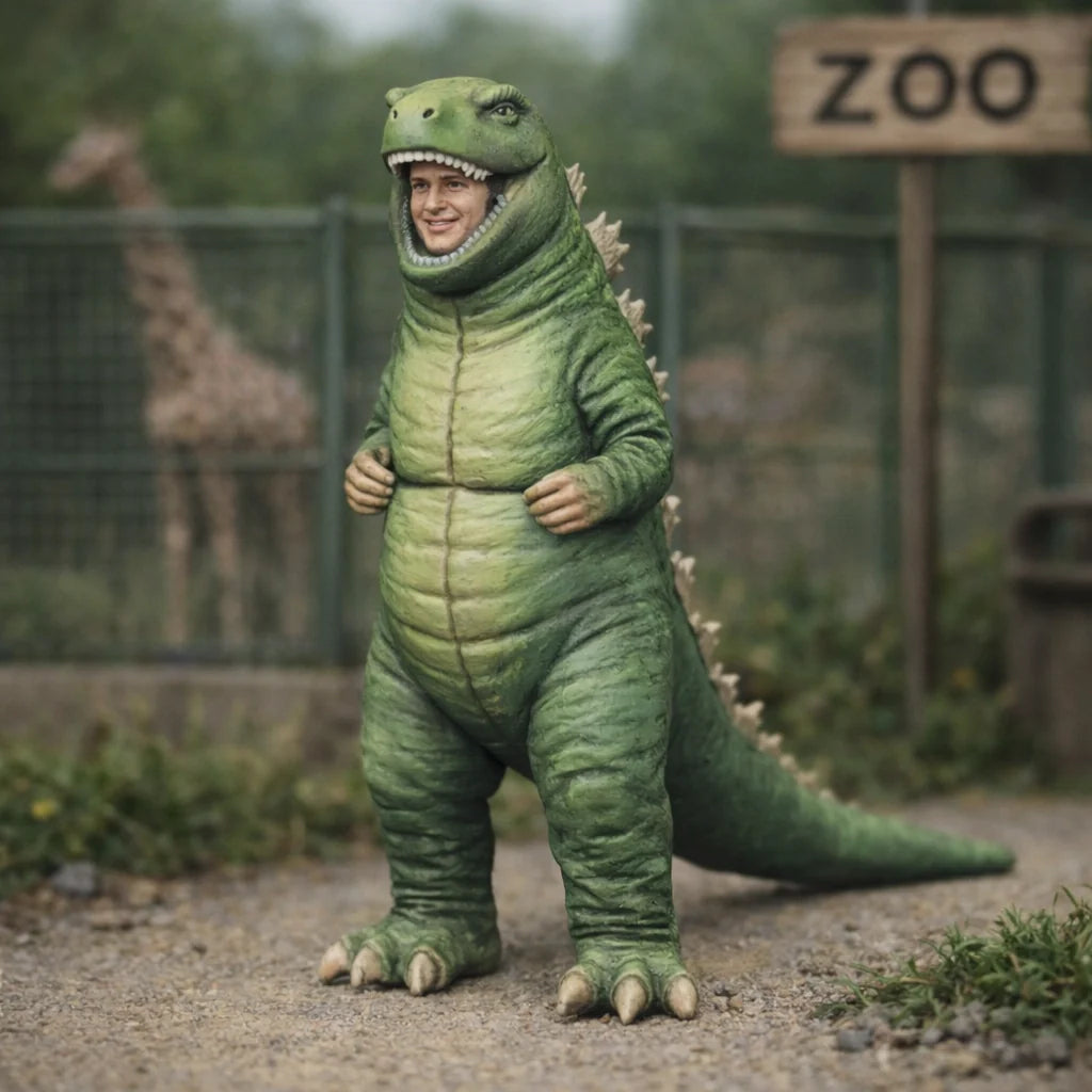 Fancy Dress Reveller in Dinosaur Costume | Resin Figurine