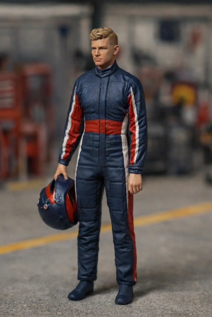 Professional GT Racing Driver in Technical Race Suit | Scale Resin Slot Car Diorama Figurine