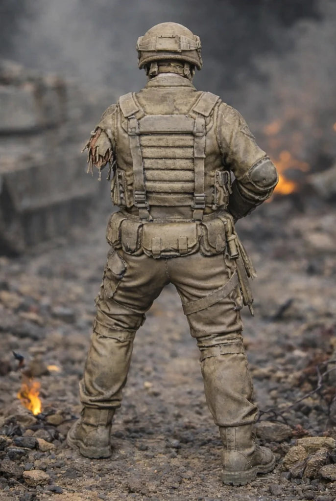 Resin Zombie Army Soldier Figurine | Scaled Resin Diorama Figurine