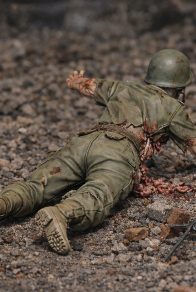 Resin Injured Zombie Soldier Figurine | Scaled Resin Diorama Figurine