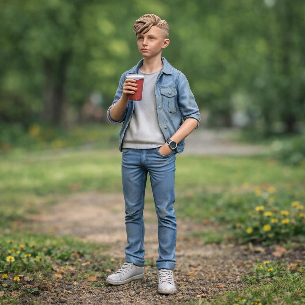 Casual Boy In Park | Resin Figurine