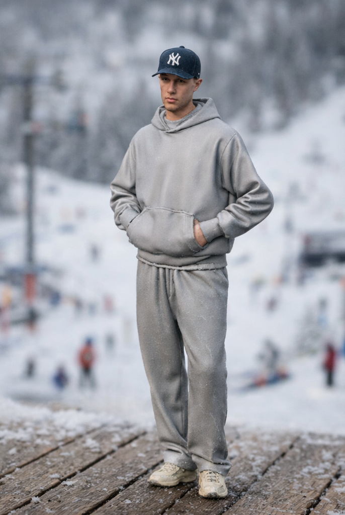 Casual Alpine Tourist in Oversized Hoodie & Joggers | Resin Figurine