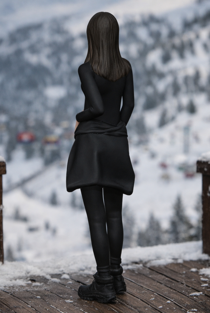 Alpine Minimalist in Sleek Winter Bodysuit | Resin Figurine