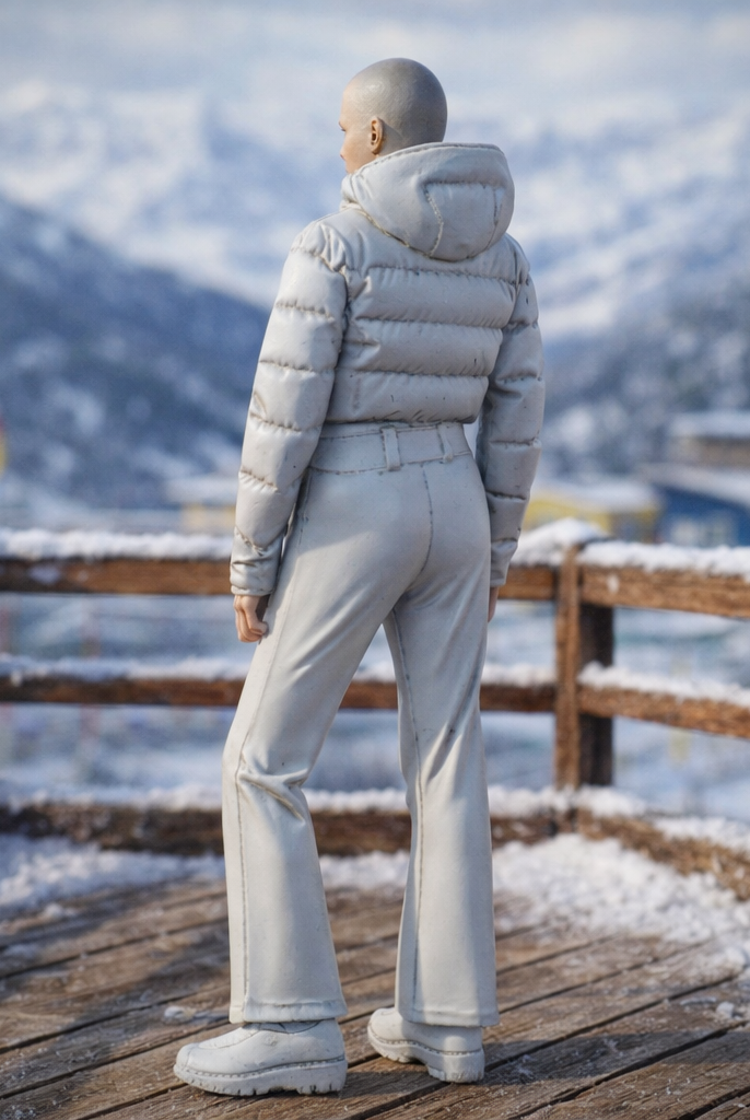 Avant-Garde Tourist in Cropped Puffer | Resin Figurine