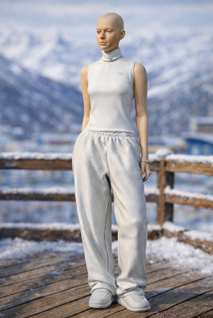 Avant-Garde Minimalist in Sleeveless Turtleneck | Resin Figurine