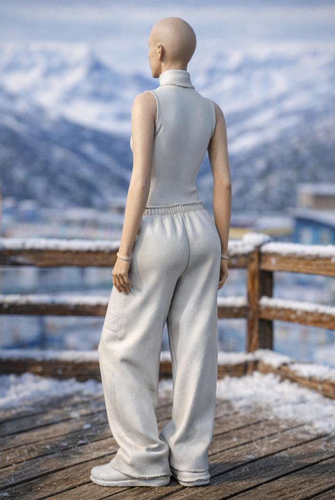 Avant-Garde Minimalist in Sleeveless Turtleneck | Resin Figurine