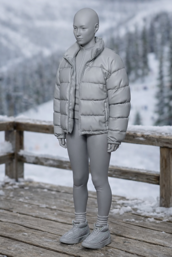 Avant-Garde Tourist in Puffer Jacket | Resin Figurine