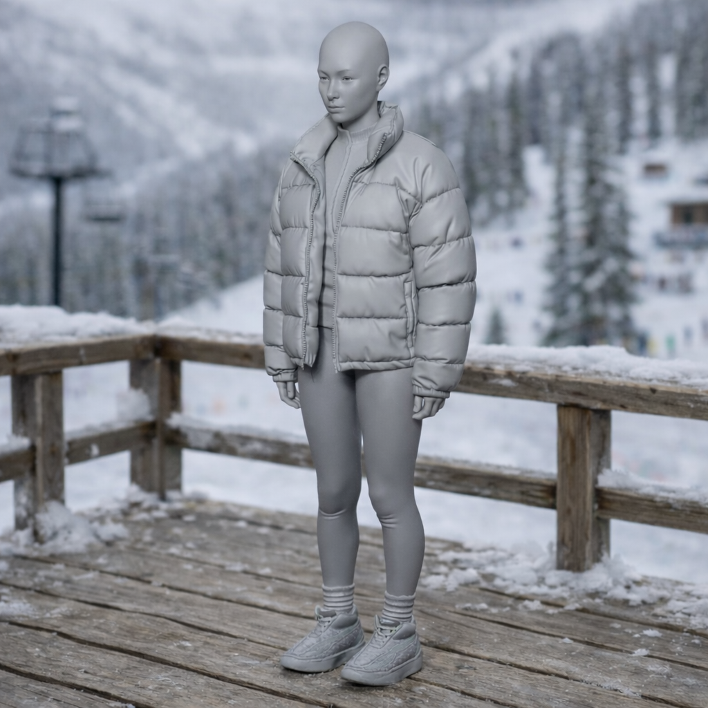 Avant-Garde Tourist in Puffer Jacket | Resin Figurine