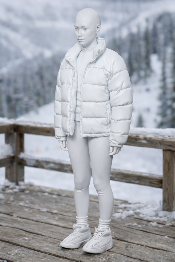 Avant-Garde Tourist in Puffer Jacket | Resin Figurine