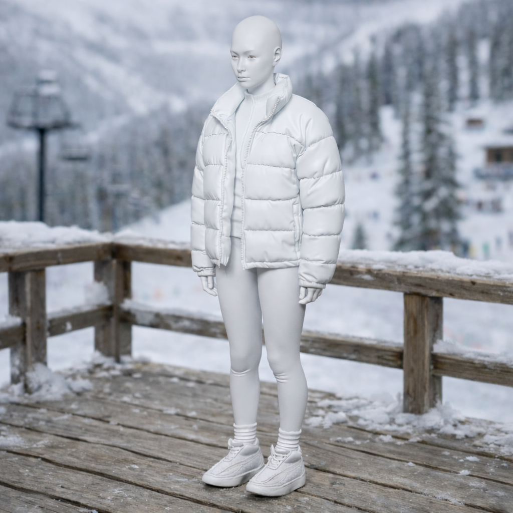 Avant-Garde Tourist in Puffer Jacket | Resin Figurine
