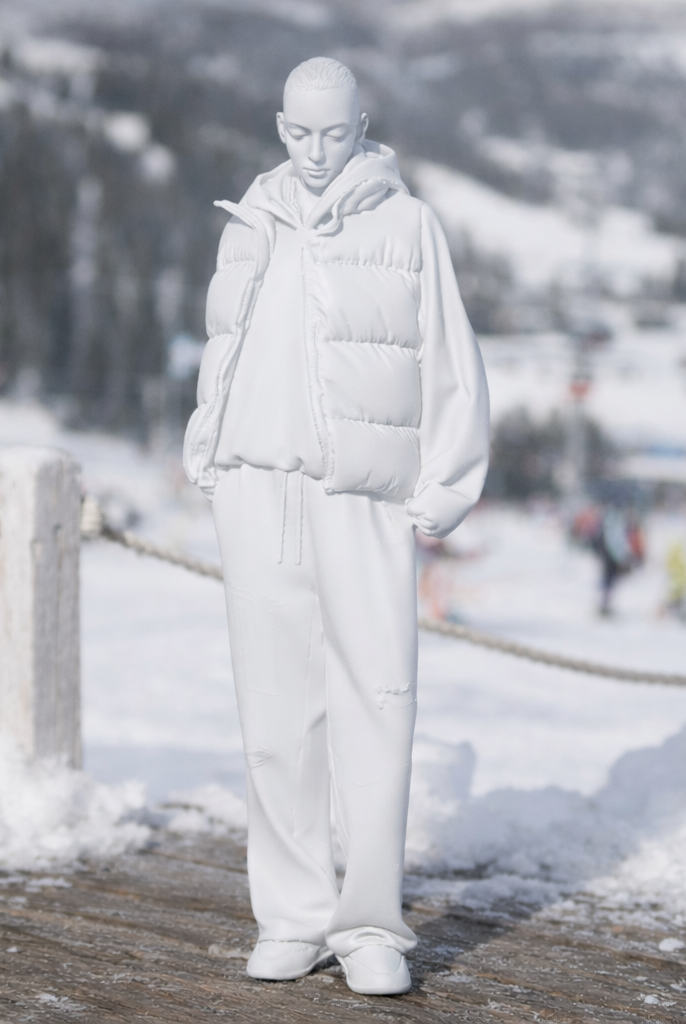 Avant-Garde Tourist in Puffer Vest & Tracksuit | Resin Figurine
