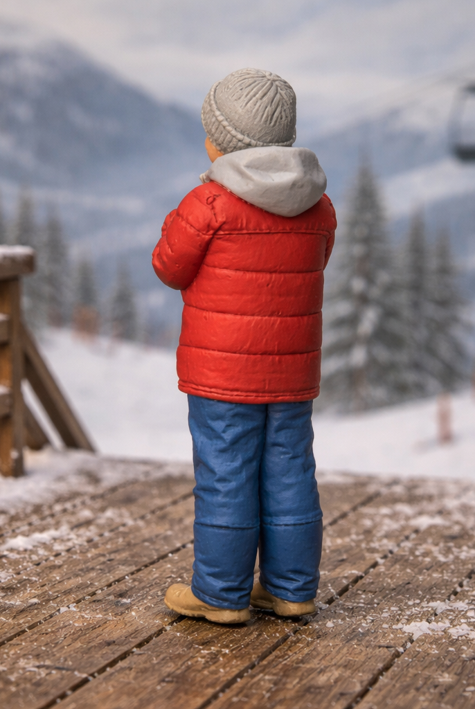Joyful Youth in Padded Winter Gear | Resin Figurine