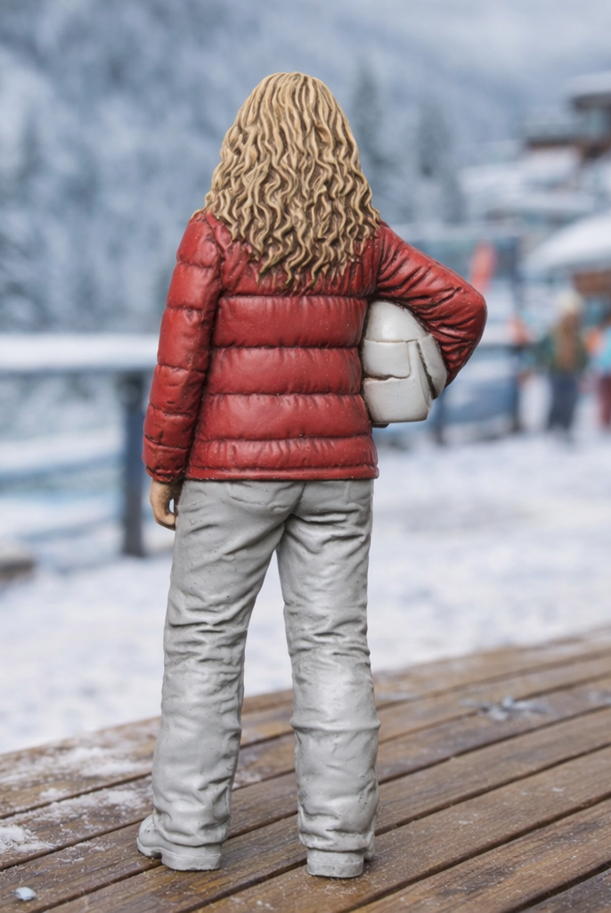 Professional Skier in Quilted Down Jacket | Resin Figurine