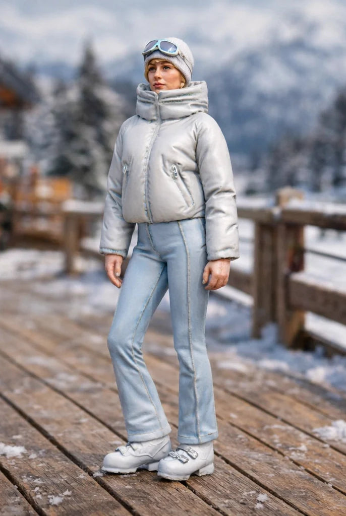 Professional Skier in Cropped Puffer | Resin Figurine