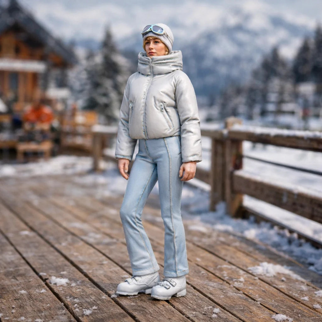 Professional Skier in Cropped Puffer | Resin Figurine