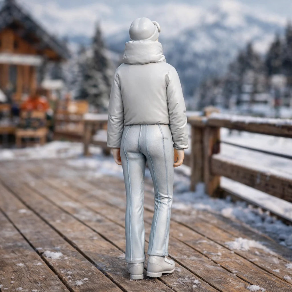 Professional Skier in Cropped Puffer | Resin Figurine