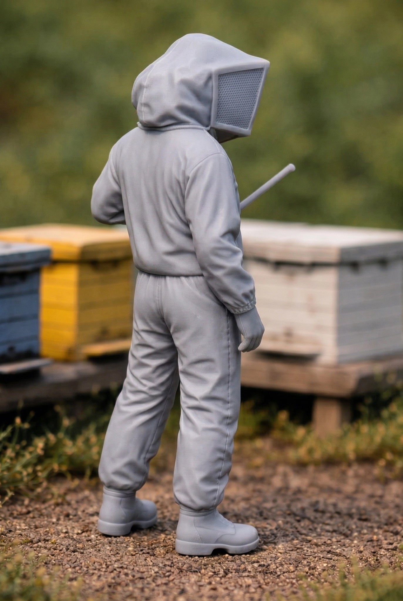 Apiary Beekeeper | Grey Resin Farm Diorama Figurine