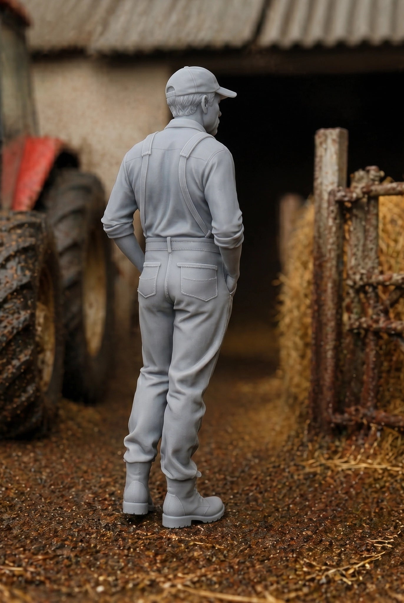 The Estate Foreman | Grey Resin Farm Diorama Figurine