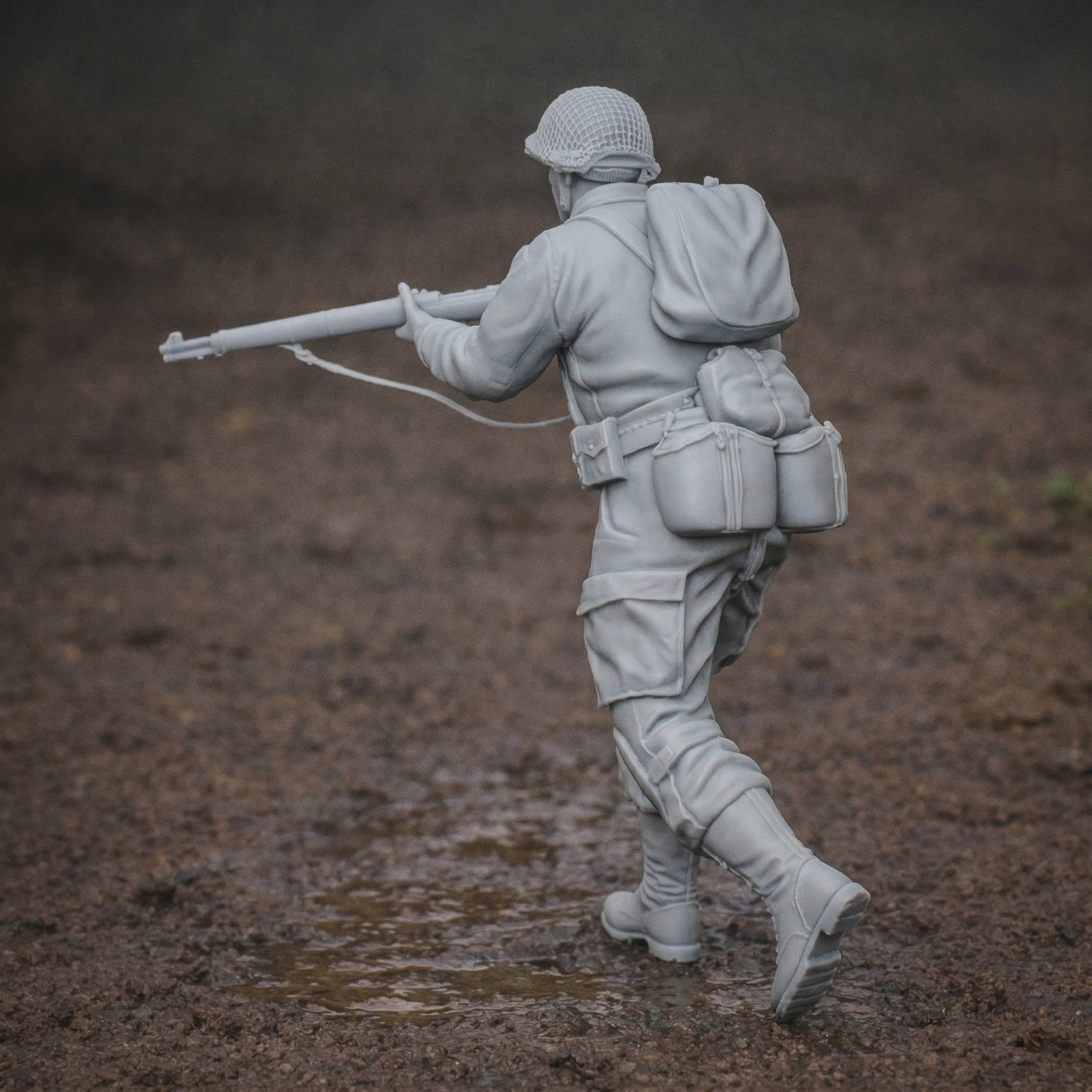WWII Airborne Paratrooper | Grey Resin Diorama Figurine