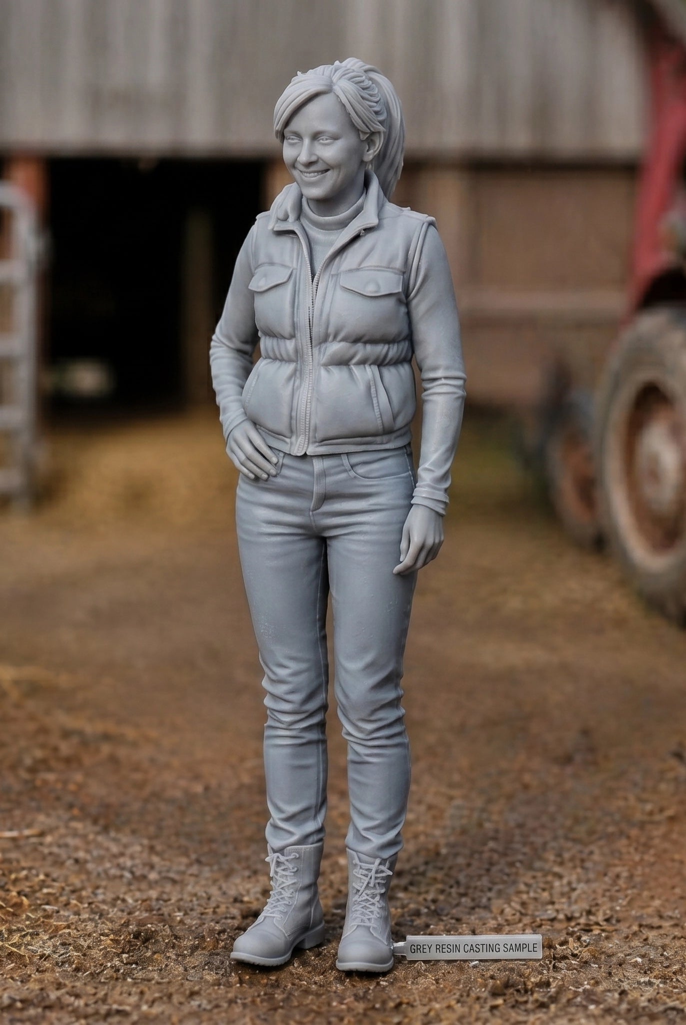 The Modern Matriarch | Grey Resin Farm Diorama Figurine