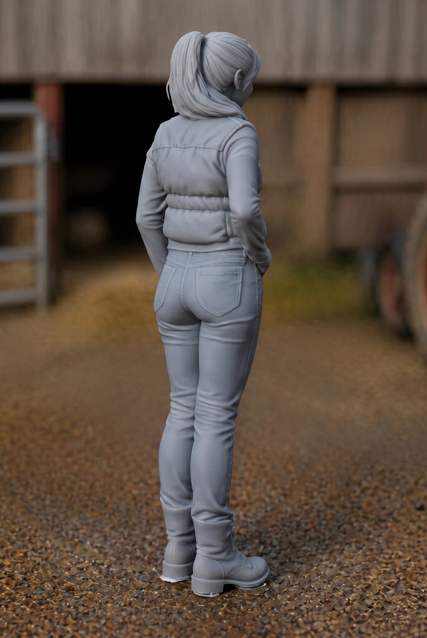 The Modern Matriarch | Grey Resin Farm Diorama Figurine