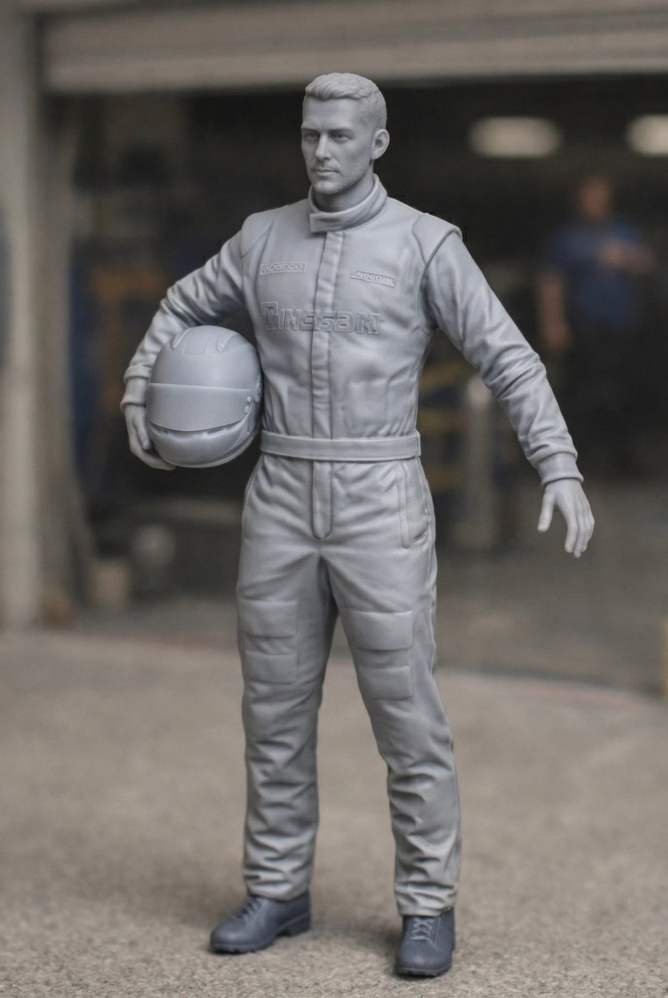 GT3 Championship Race Driver | Grey Resin Slot Car Diorama Figurine