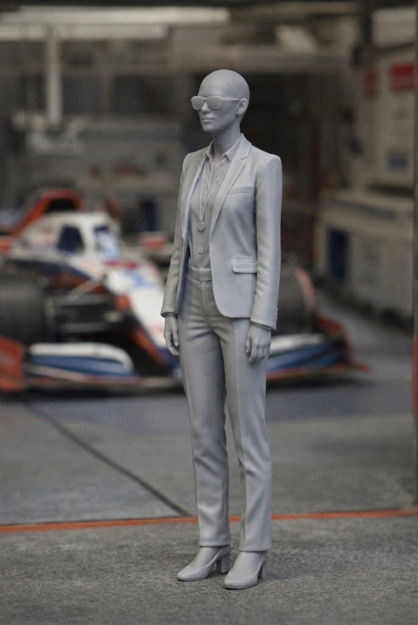 Elite Race Team Executive | Grey Resin Slot Car Diorama Figurine