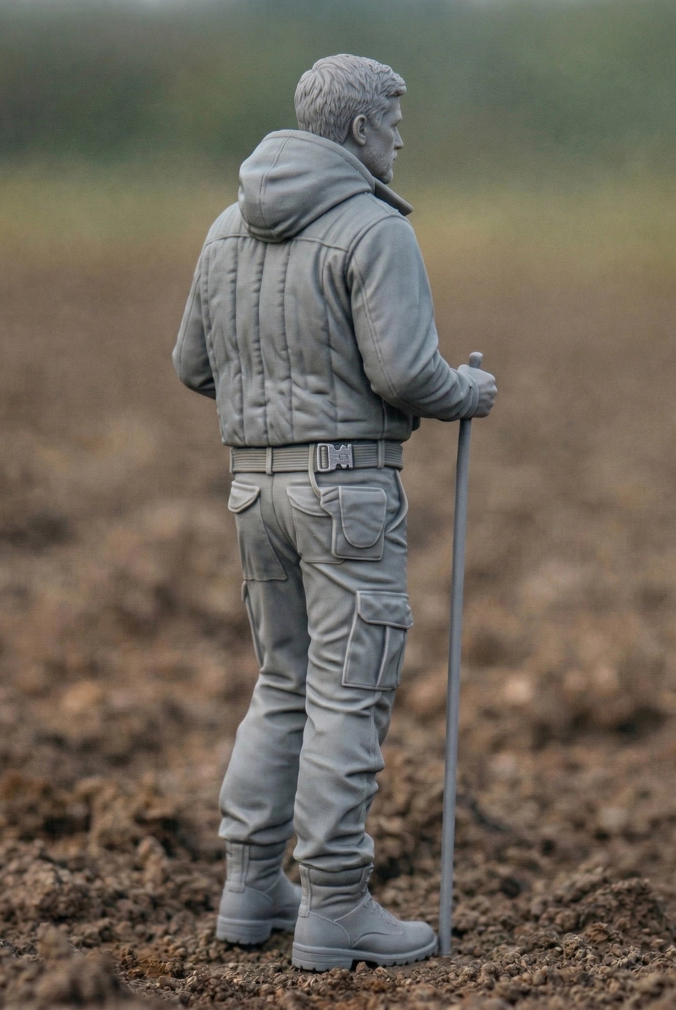Field Agronomist | Grey Resin Farm Diorama Figurine