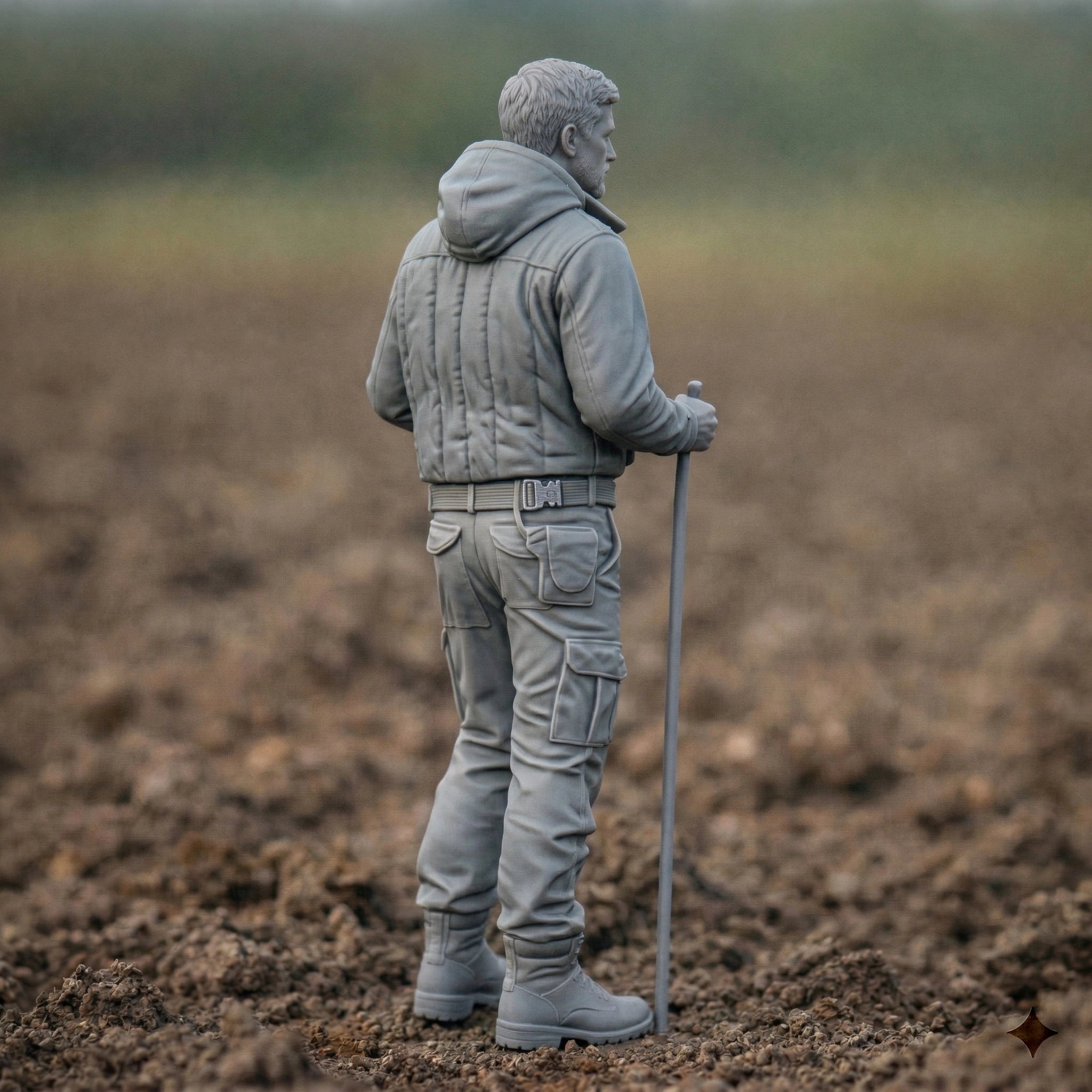 Field Agronomist | Grey Resin Farm Diorama Figurine
