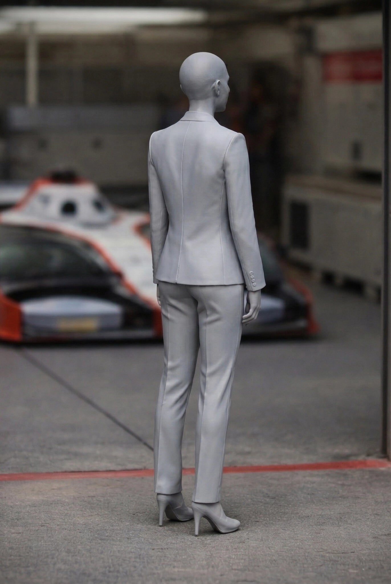 Elite Race Team Executive | Grey Resin Slot Car Diorama Figurine