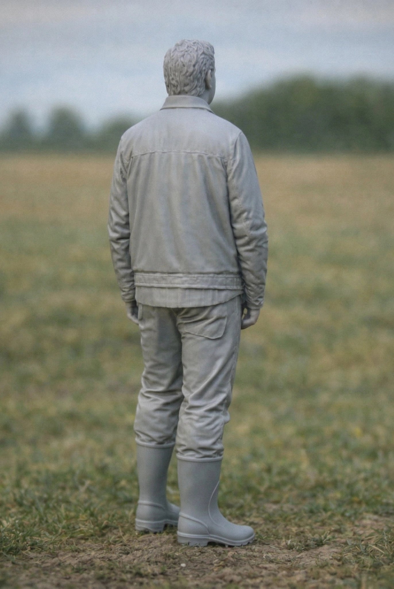 Rural Farmer Landowner | Grey Resin Farm Diorama Figurine