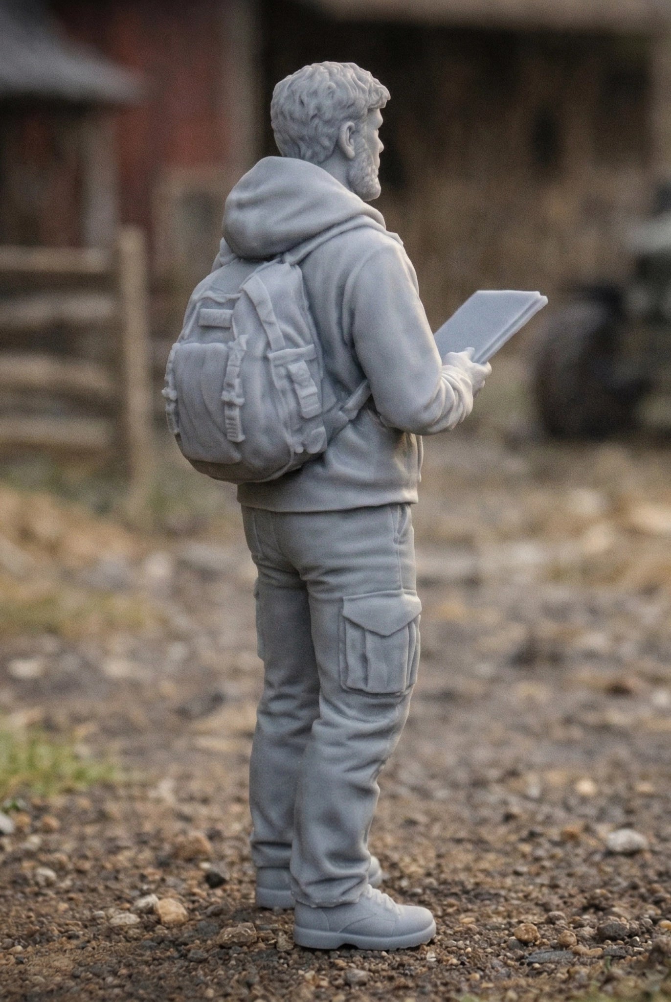 Modern Farm Manager | Grey Resin Farm Diorama Figurine