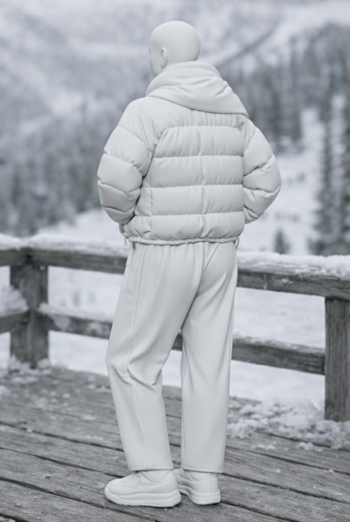 Retro Ski Tourist in Puffer & Scarf | Resin Figurine