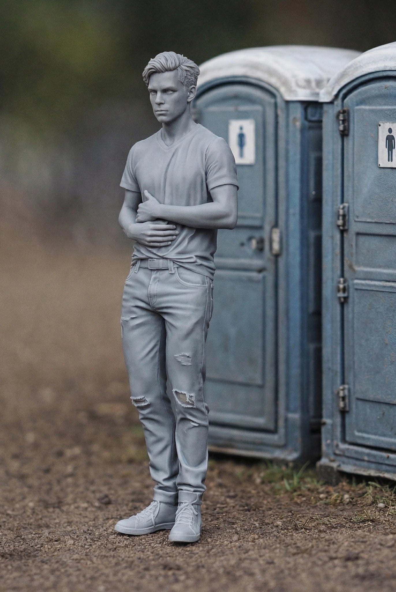 Ill-Fated Race Fan | Grey Resin Slot Car Diorama Figurine